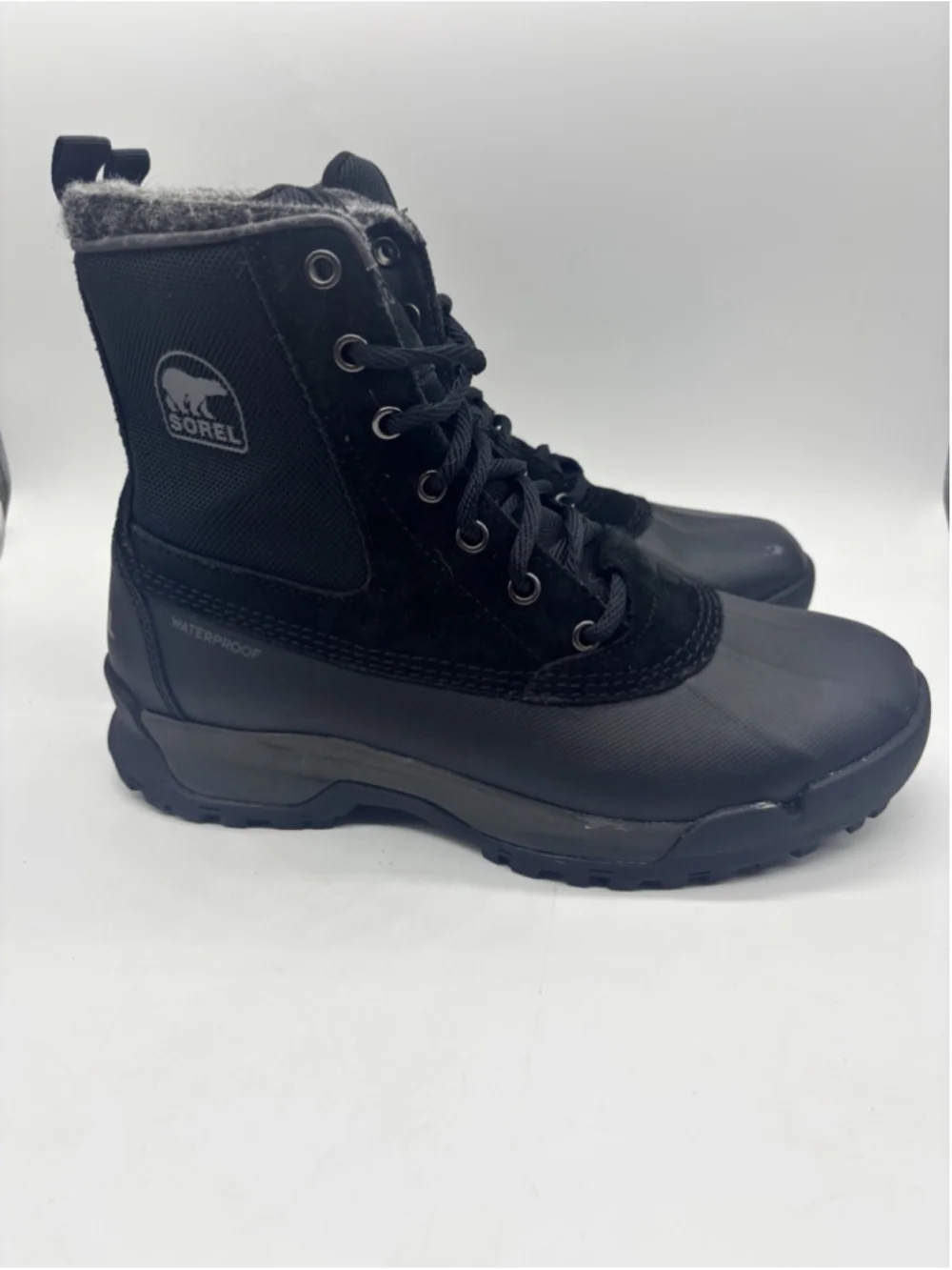 Sorel Buxton Boots Mens 8 Snow Waterproof Lace Up Comfort Casual Ankle Top Black